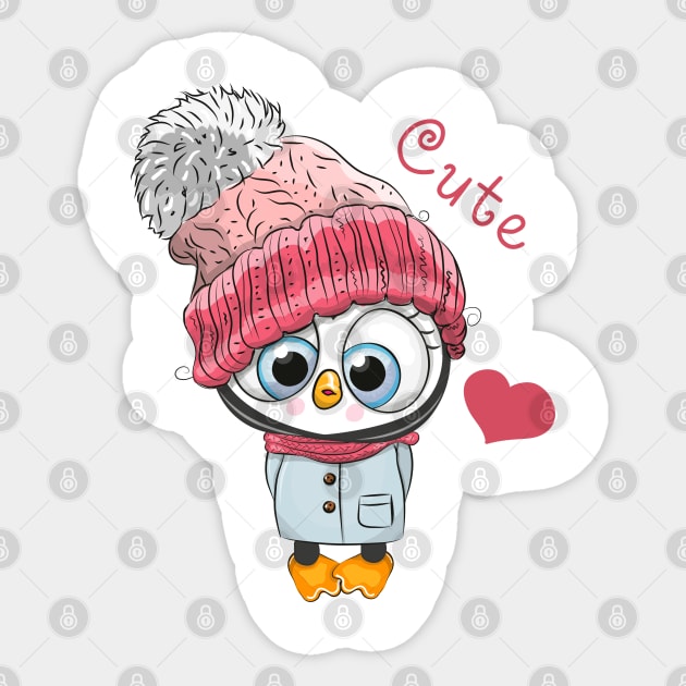 Cute penguin girl in a winter hat and scarf Sticker by Reginast777